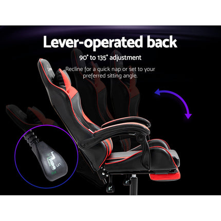 Artiss Gaming Office Chair Recliner Footrest Red.