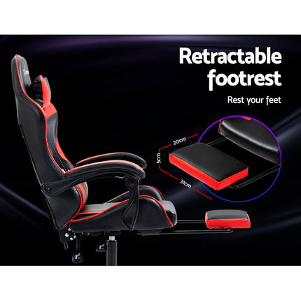 Artiss Gaming Office Chair Recliner Footrest Red.