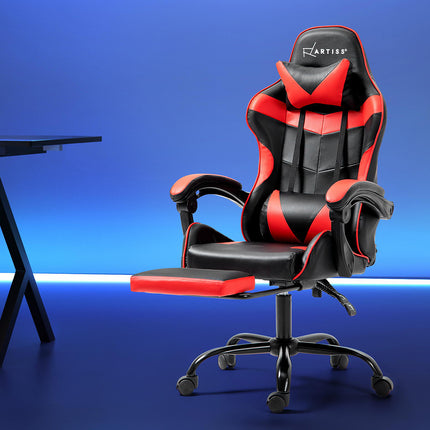 Artiss Gaming Office Chair Recliner Footrest Red.