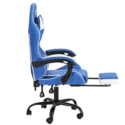 Artiss Gaming Office Chair Executive Computer Leather Chairs Footrest Blue White.