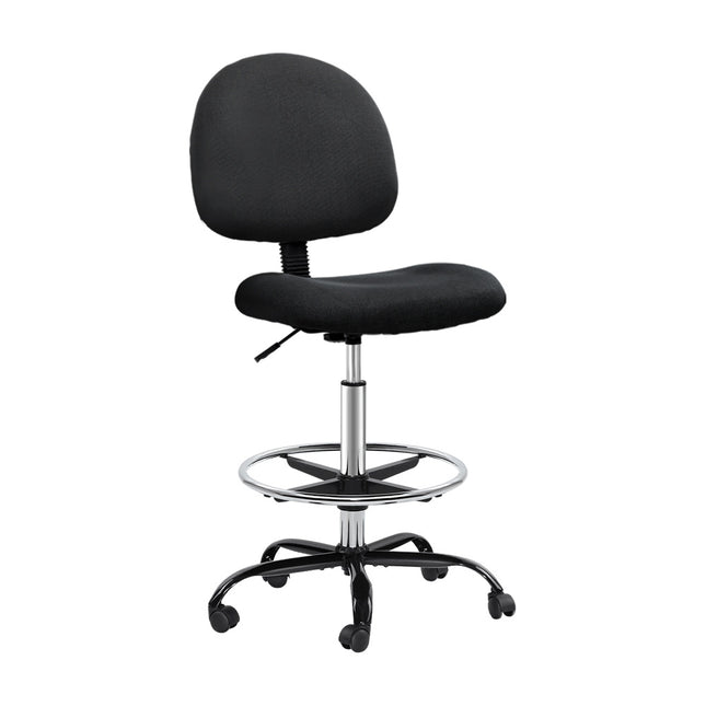 Artiss Office Chair Drafting Stool Fabric Chairs Black.