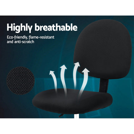 Artiss Office Chair Drafting Stool Fabric Chairs Black.