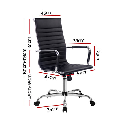 Artiss Office Chair Conference Chairs PU Leather High Back Black.