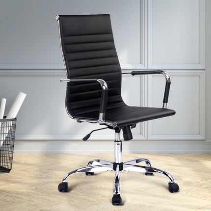 Artiss Office Chair Conference Chairs PU Leather High Back Black.