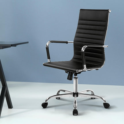 Artiss Office Chair Conference Chairs PU Leather High Back Black.