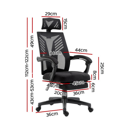 Artiss Mesh Office Chair Recliner Black.