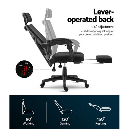 Artiss Mesh Office Chair Recliner Black.