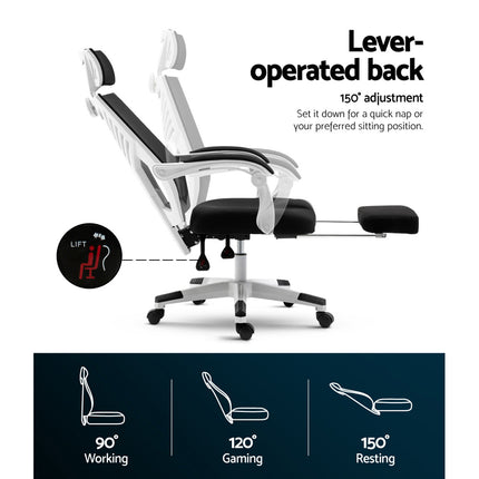Artiss Mesh Office Chair Recliner Black White.