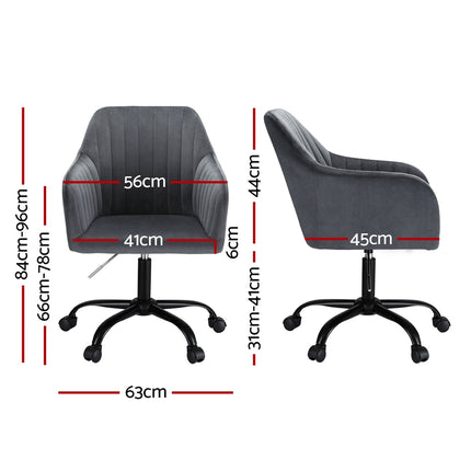 Artiss Office Chair Velvet Seat Dark Grey.