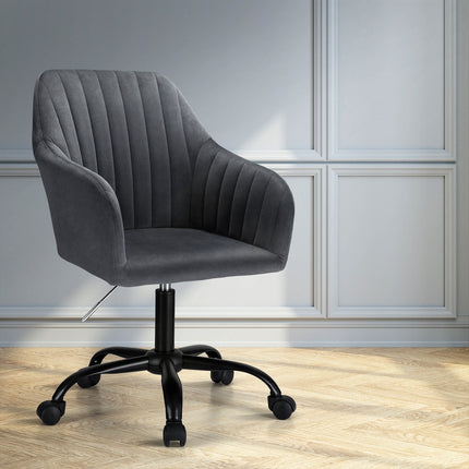 Artiss Office Chair Velvet Seat Dark Grey.