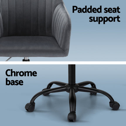 Artiss Office Chair Velvet Seat Dark Grey.