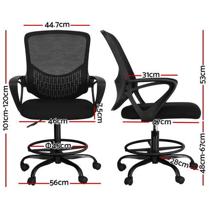 Artiss Office Chair Drafting Stool Computer Standing Desk Mesh Chairs Black.