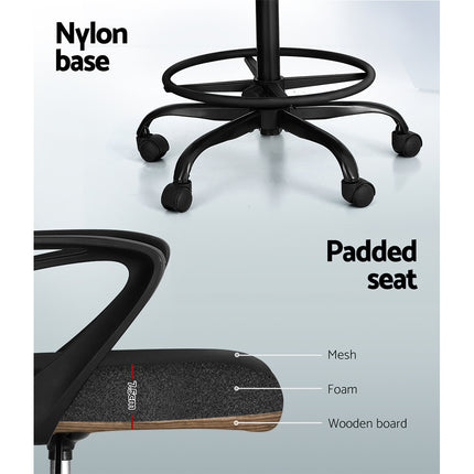 Artiss Office Chair Drafting Stool Computer Standing Desk Mesh Chairs Black.