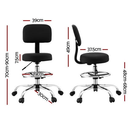 Artiss Office Chair Drafting Computer Standing Desk Chairs Ergonomic PU Black.
