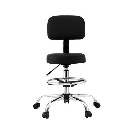 Artiss Office Chair Drafting Computer Standing Desk Chairs Ergonomic PU Black.