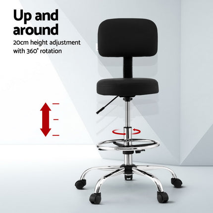 Artiss Office Chair Drafting Computer Standing Desk Chairs Ergonomic PU Black.