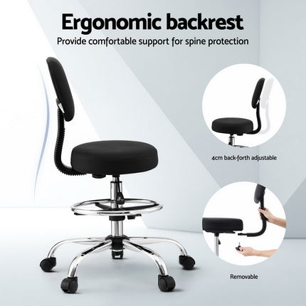 Artiss Office Chair Drafting Computer Standing Desk Chairs Ergonomic PU Black.
