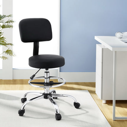 Artiss Office Chair Drafting Computer Standing Desk Chairs Ergonomic PU Black.