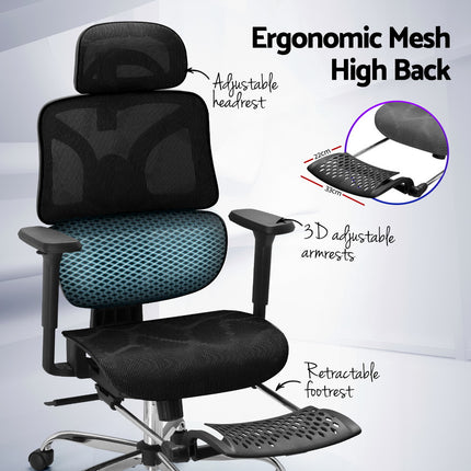 Artiss Ergonomic Office Chair Footrest Black.