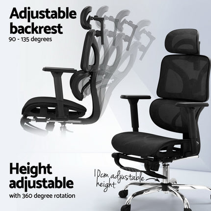 Artiss Ergonomic Office Chair Footrest Black.