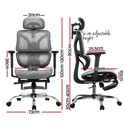 Artiss Ergonomic Office Chair Footrest Grey.