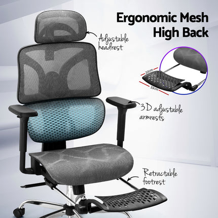 Artiss Ergonomic Office Chair Footrest Grey.