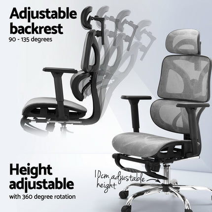 Artiss Ergonomic Office Chair Footrest Grey.