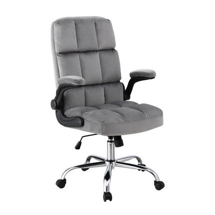 Artiss Office Chair Velvet Seat Racing Gaming Computer Desk Chairs Armrest Grey.