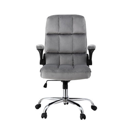 Artiss Office Chair Velvet Seat Racing Gaming Computer Desk Chairs Armrest Grey.
