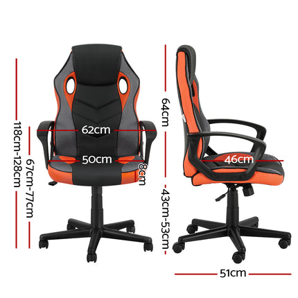Artiss Gaming Office Chair Computer Executive Racing Chairs High Back Orange.