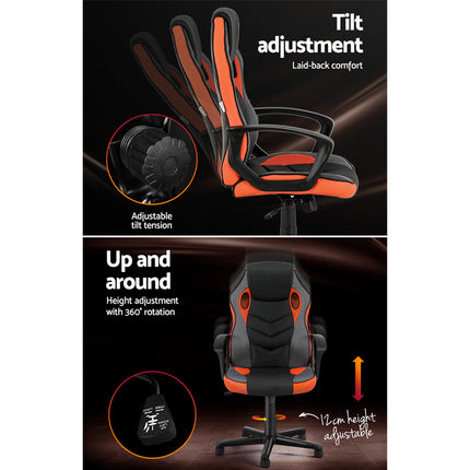 Artiss Gaming Office Chair Computer Executive Racing Chairs High Back Orange.