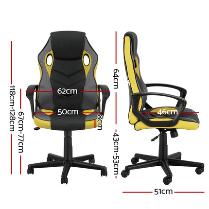 Artiss Gaming Office Chair Computer Executive Racing Chairs High Back Yellow.
