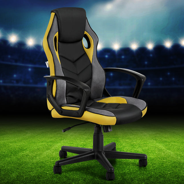 Artiss Gaming Office Chair Computer Executive Racing Chairs High Back Yellow.