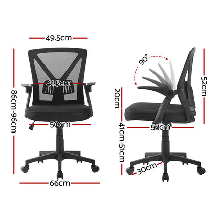 Artiss 2x Mesh Office Chair Mid Back Black.