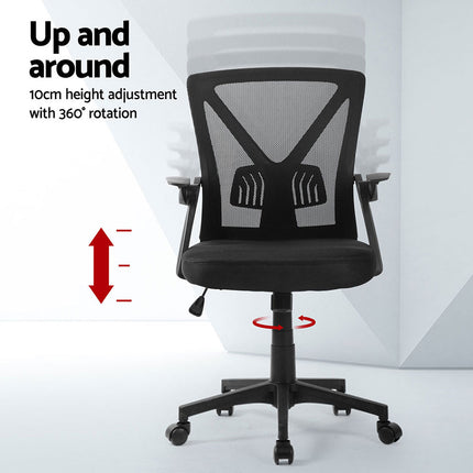 Artiss 2x Mesh Office Chair Mid Back Black.