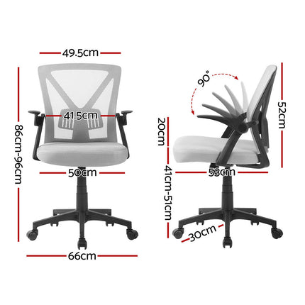 Artiss 2x Mesh Office Chair Mid Back Grey.