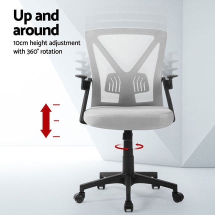Artiss 2x Mesh Office Chair Mid Back Grey.