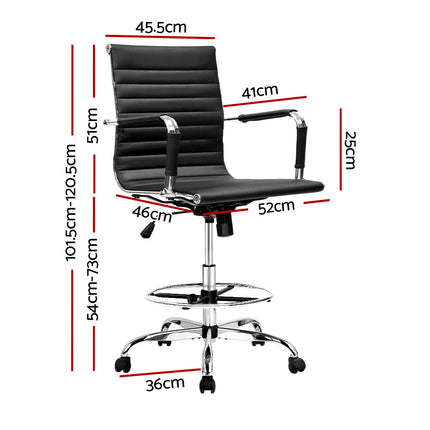 Artiss Office Chair Drafting Stool Leather Chairs Black.