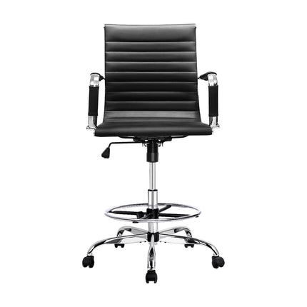 Artiss Office Chair Drafting Stool Leather Chairs Black.
