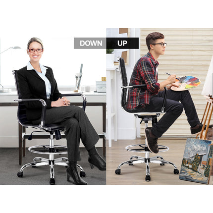 Artiss Office Chair Drafting Stool Leather Chairs Black.