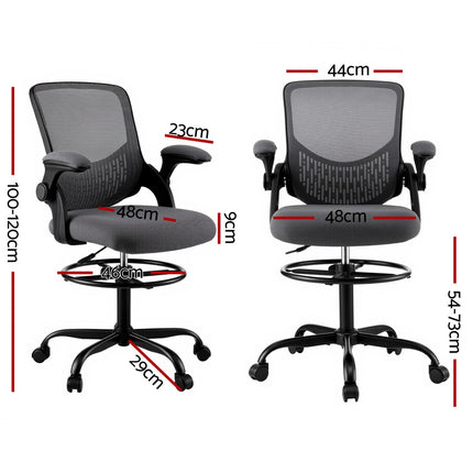 Artiss Office Chair Drafting Chairs Stool Computer Desk Studios Mesh Grey.