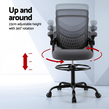 Artiss Office Chair Drafting Chairs Stool Computer Desk Studios Mesh Grey.