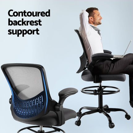 Artiss Office Chair Drafting Chairs Stool Computer Desk Studios Mesh Grey.