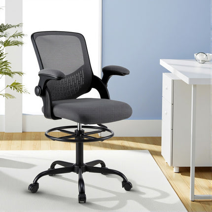 Artiss Office Chair Drafting Chairs Stool Computer Desk Studios Mesh Grey.