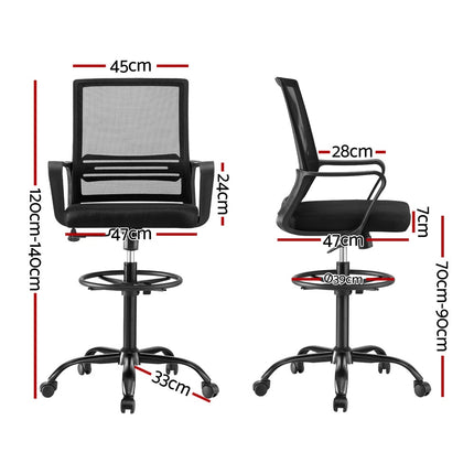 Artiss Office Chair Drafting Chairs Stool Computer Desk Studios Mesh Black.