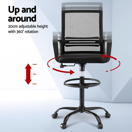 Artiss Office Chair Drafting Chairs Stool Computer Desk Studios Mesh Black.