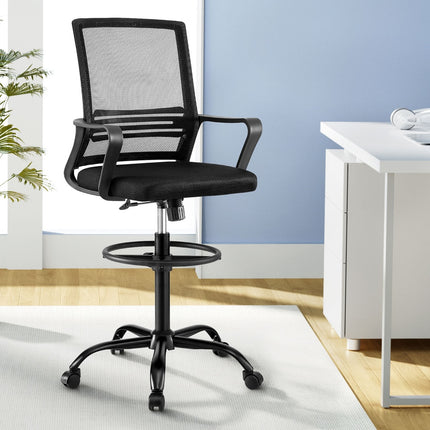 Artiss Office Chair Drafting Chairs Stool Computer Desk Studios Mesh Black.