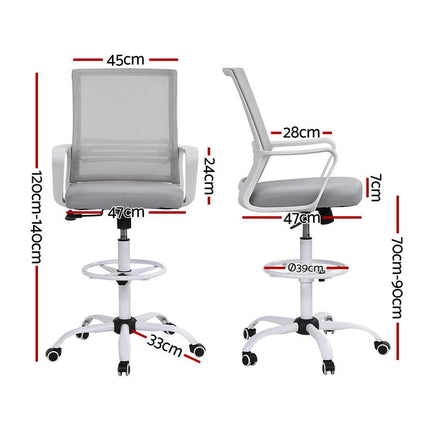 Artiss Office Chair Drafting Chairs Stool Computer Desk Studios Mesh White.