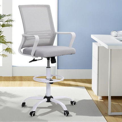 Artiss Office Chair Drafting Chairs Stool Computer Desk Studios Mesh White.
