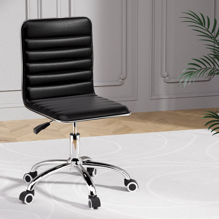 Artiss Office Chair Conference Chairs PU Leather Low Back Black.
